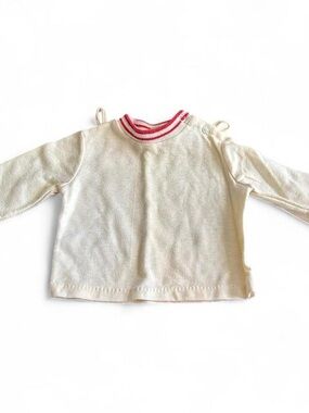Vintage Kids Toddle Tyke Cream & Red Sweater Size 6 Months Cottagecore Retro